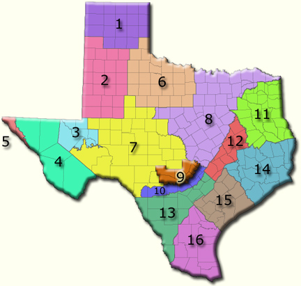 Map of GMAs in Texas
